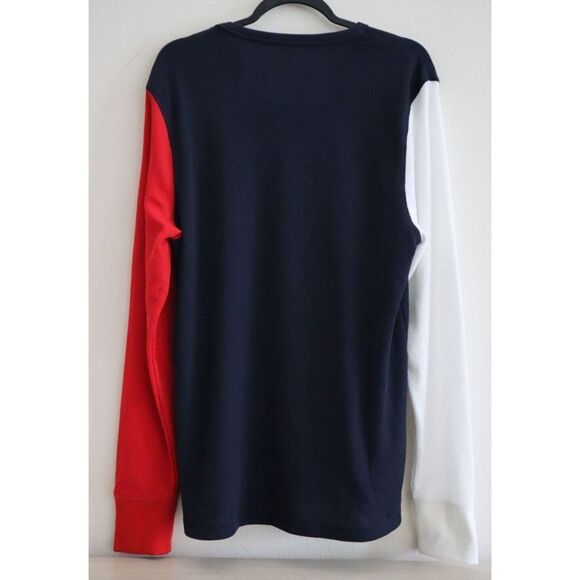 Tommy Hilfiger Men's Sz L Colorblock Waffle-Knit L/S Crewneck Sleepwear Shirt - Picture 4 of 5